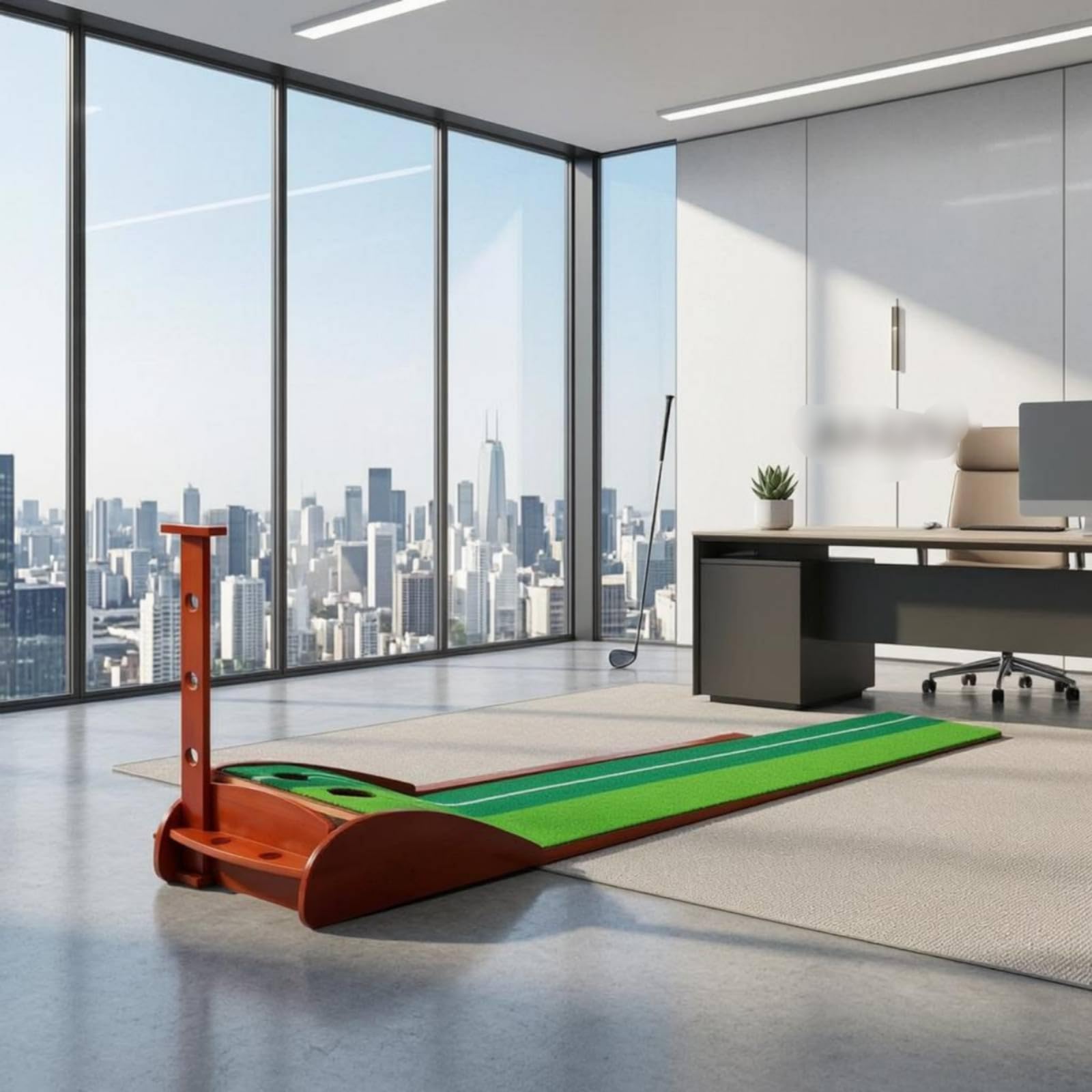 Golf Putting Entrenador de Putt Alfombra de Práctica Tapete de Entrenamiento Canal Elevado Dos Agujeros de de Adecuado para Casa Oficina Estudio Personal