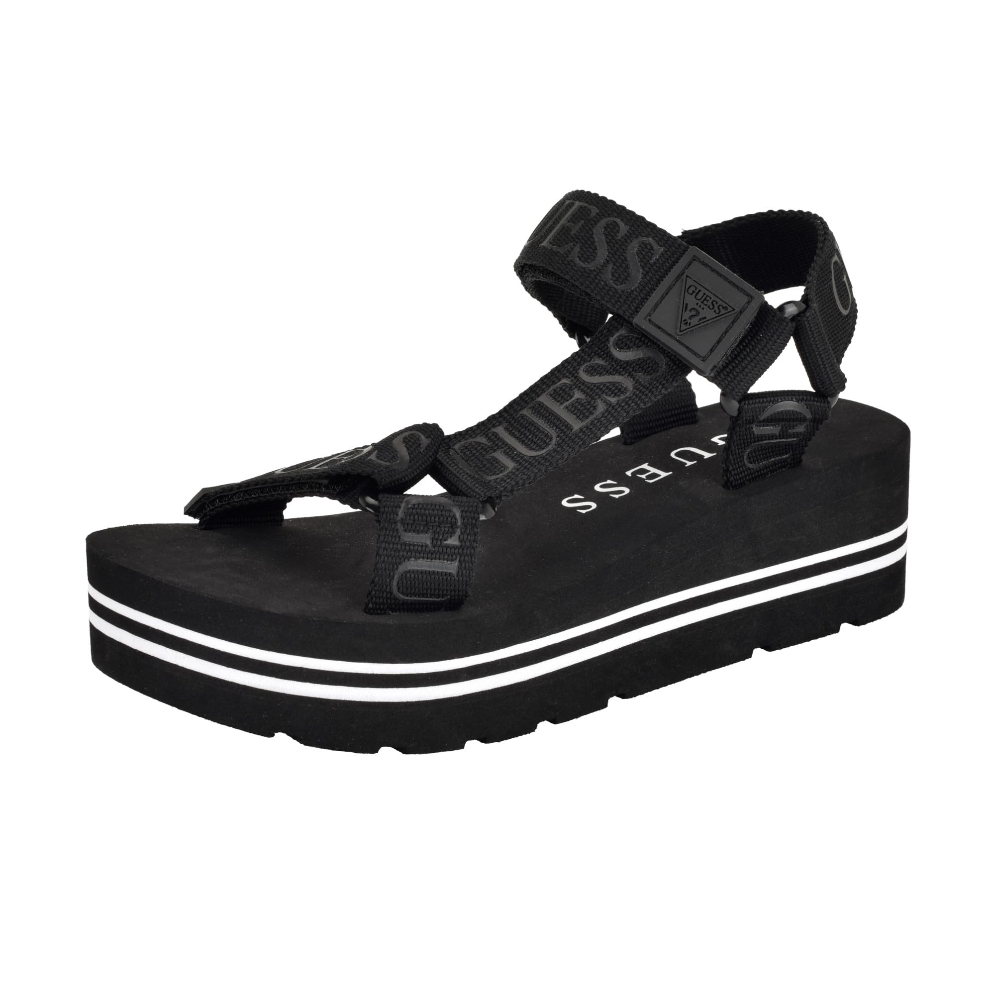 GUESS Women's Avin Wedge Sandal, Black, 5.5 UK