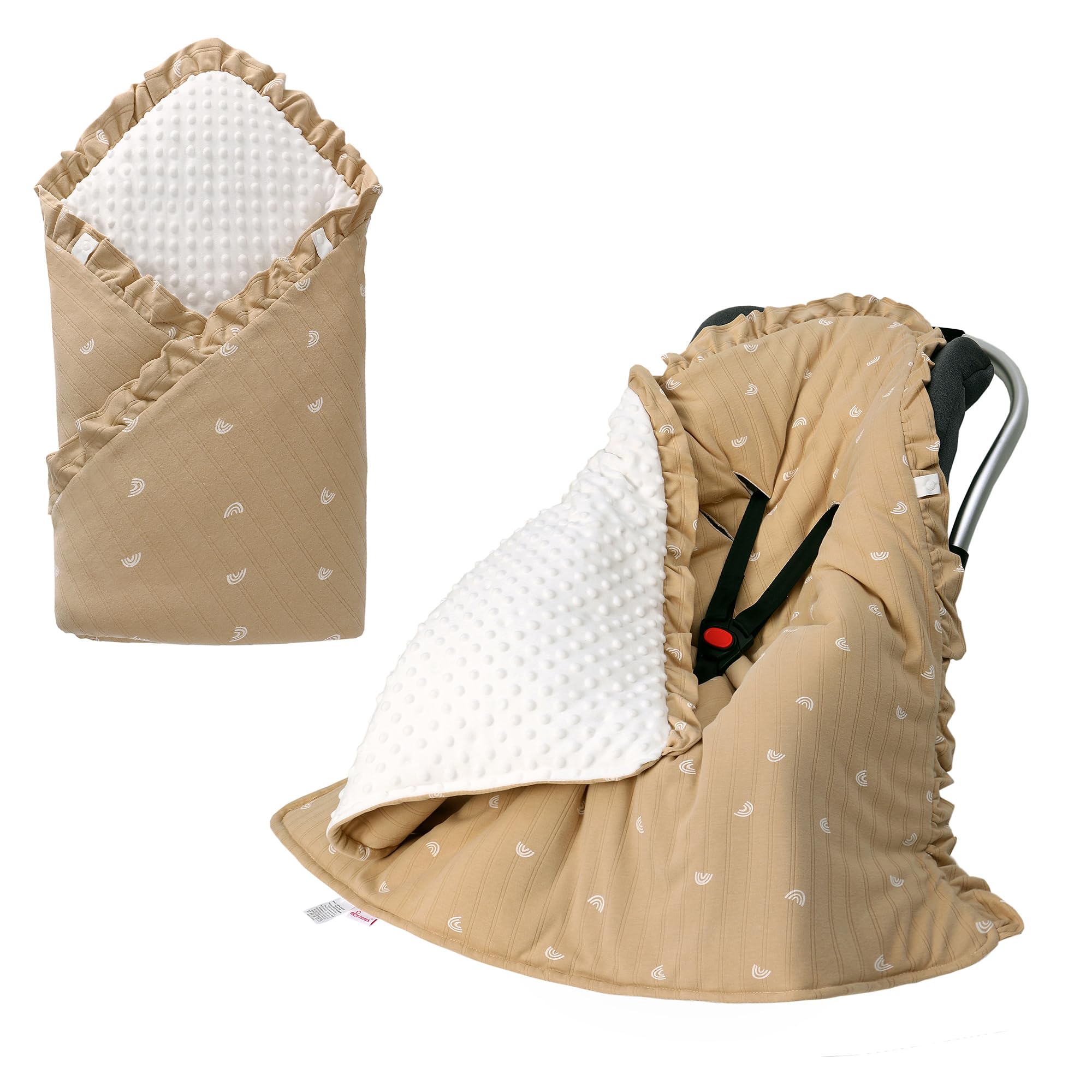 Baby Swaddle Blanket Wrap for Car Seat 3.5 Tog 0-12M 35*35 in (brown)