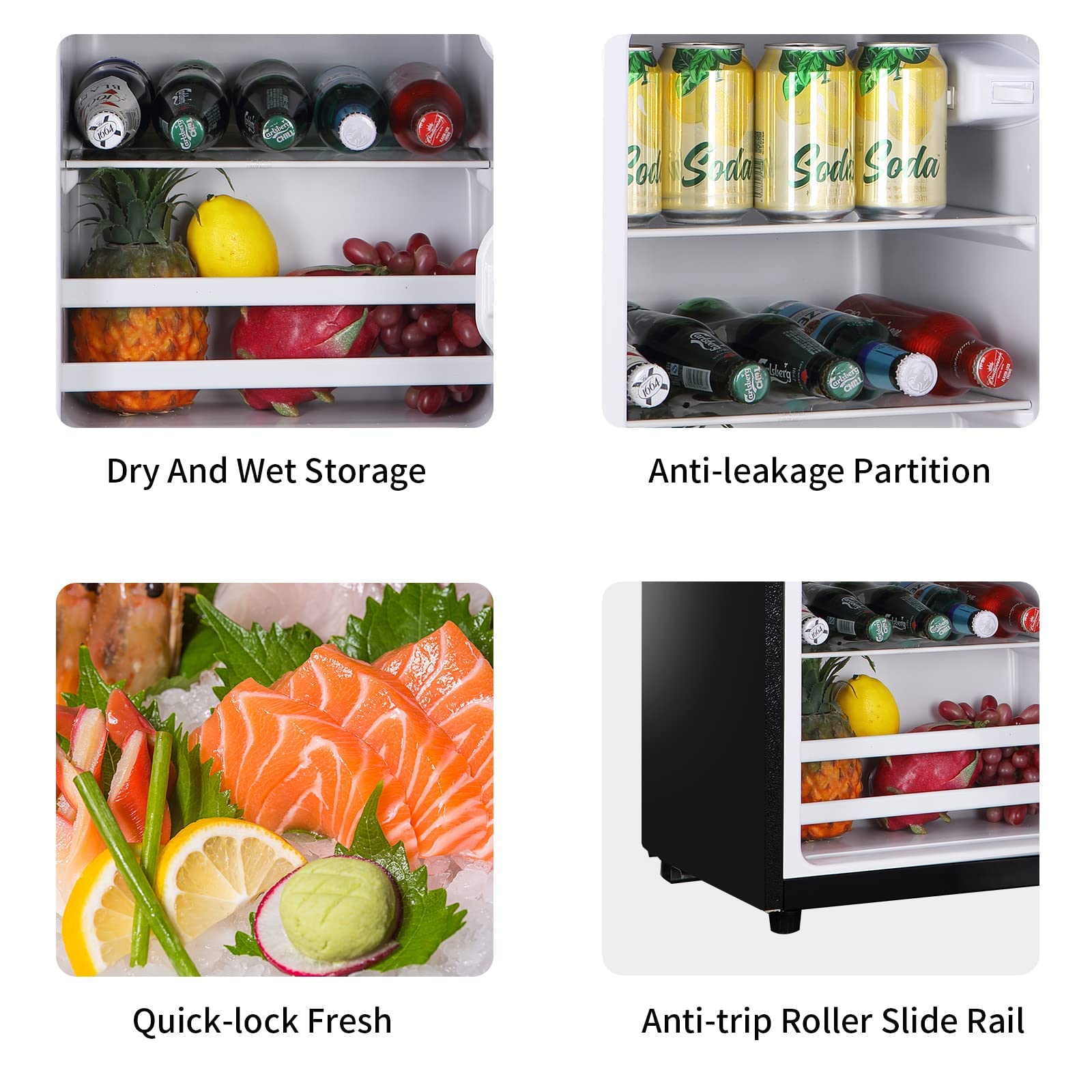 Krib Bling Compact Refrigerator 3.5 Cu.Ft Refrigerator With Freezer With 7 Level Adjustable Thermostat Control 2 Door Energy Saving Top-Freezer Black on Fridge.com - View 6