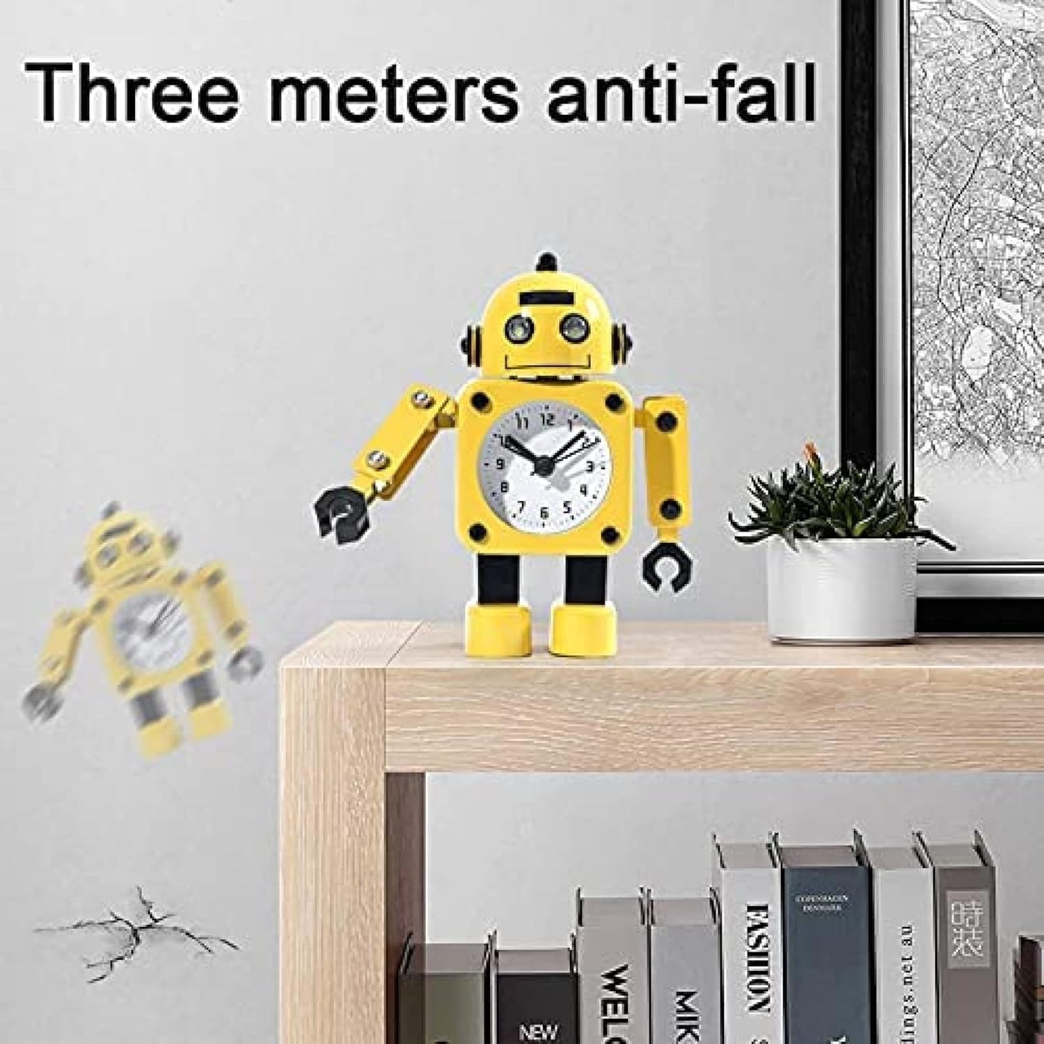 Budziki Dla Dzieci W Kształcie Robota, Budzik Robot, Budzik Ze Stali Nierdzewnej Z Migającymi Oczami I Obrotowym Ramieniem, Prezent Dla Dzieci, White