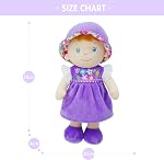 June Garden 12" Soft Dolly Laura - Stuffed Soft Baby Doll Gift for 1 2 3 Year Old Girls - Purple Dress
