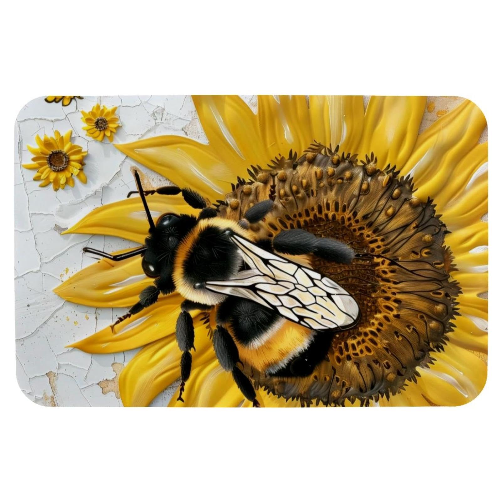 Tapis de bain pour douche et baignoire au motif frais de tournesol