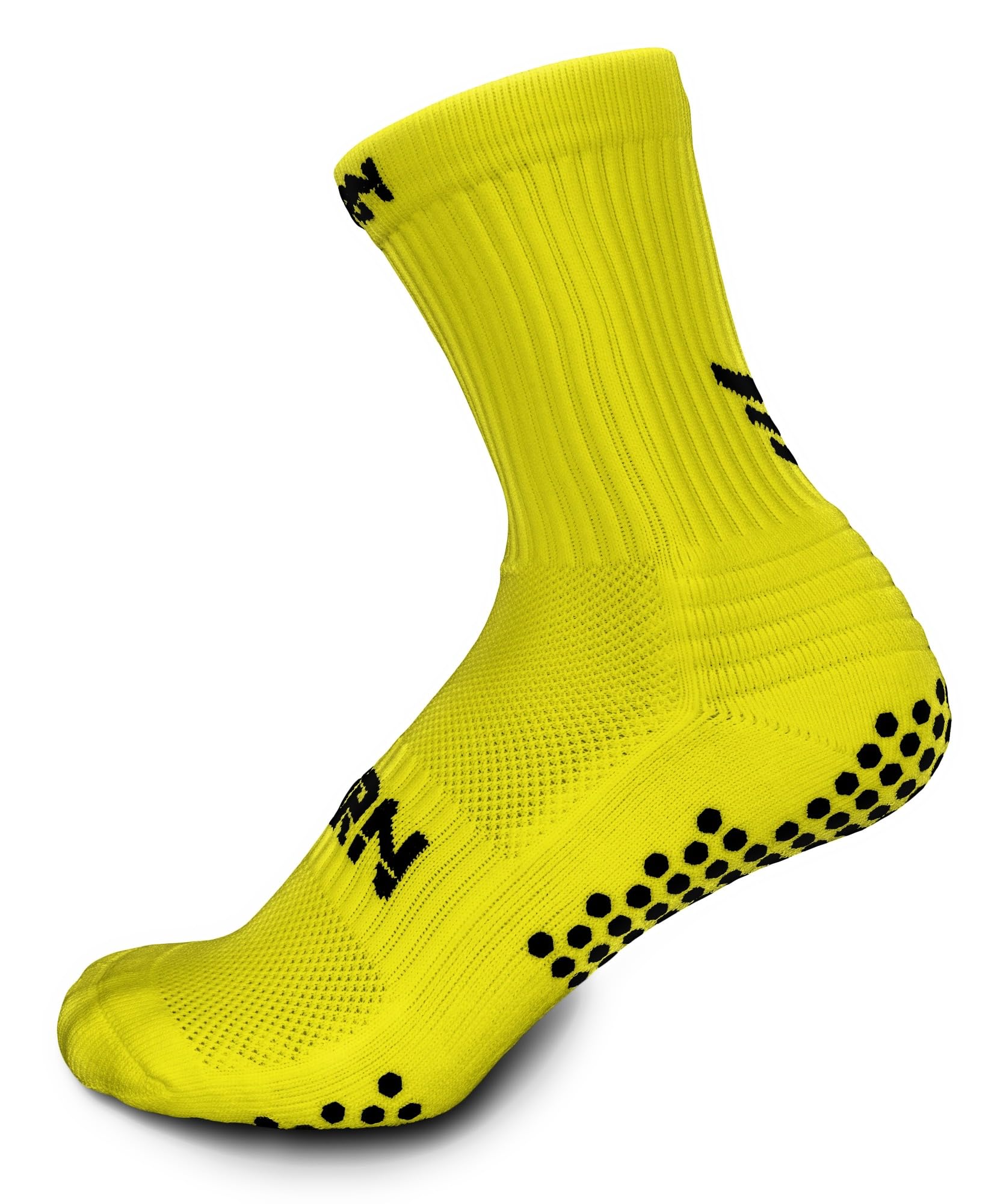Torn Unisex Yellow With Black Midcalf Grip Socks Age 3-6