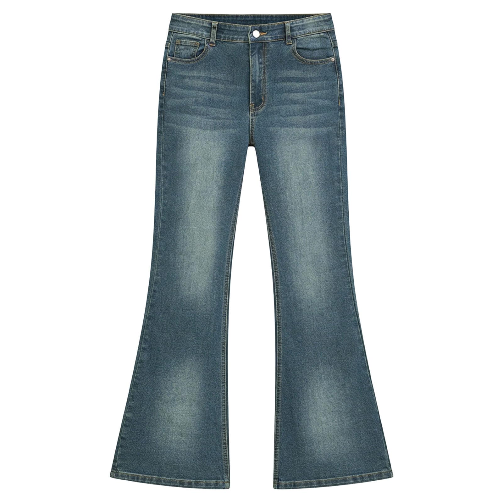 Générique Jeans à Pattes d'éléphant Fille 5-14 Ans Jean Évasé Fille Mode Pantalon Denim Évasé Enfant Fille Vintage