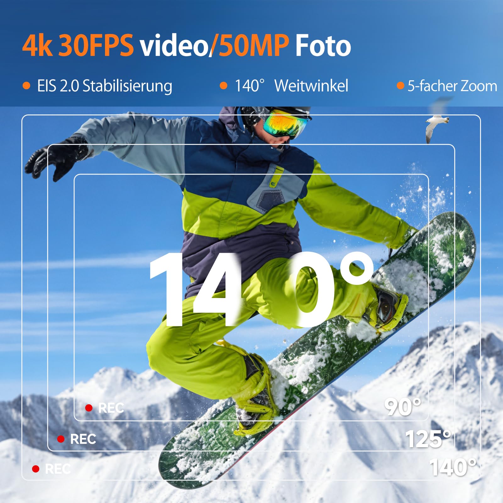 SVBONY SVGo2 4K Unterwasserkamera Action-Kamera EIS Wasserdicht 30m Touchscreen Dual-Screen 140° Weitwinkel WLAN