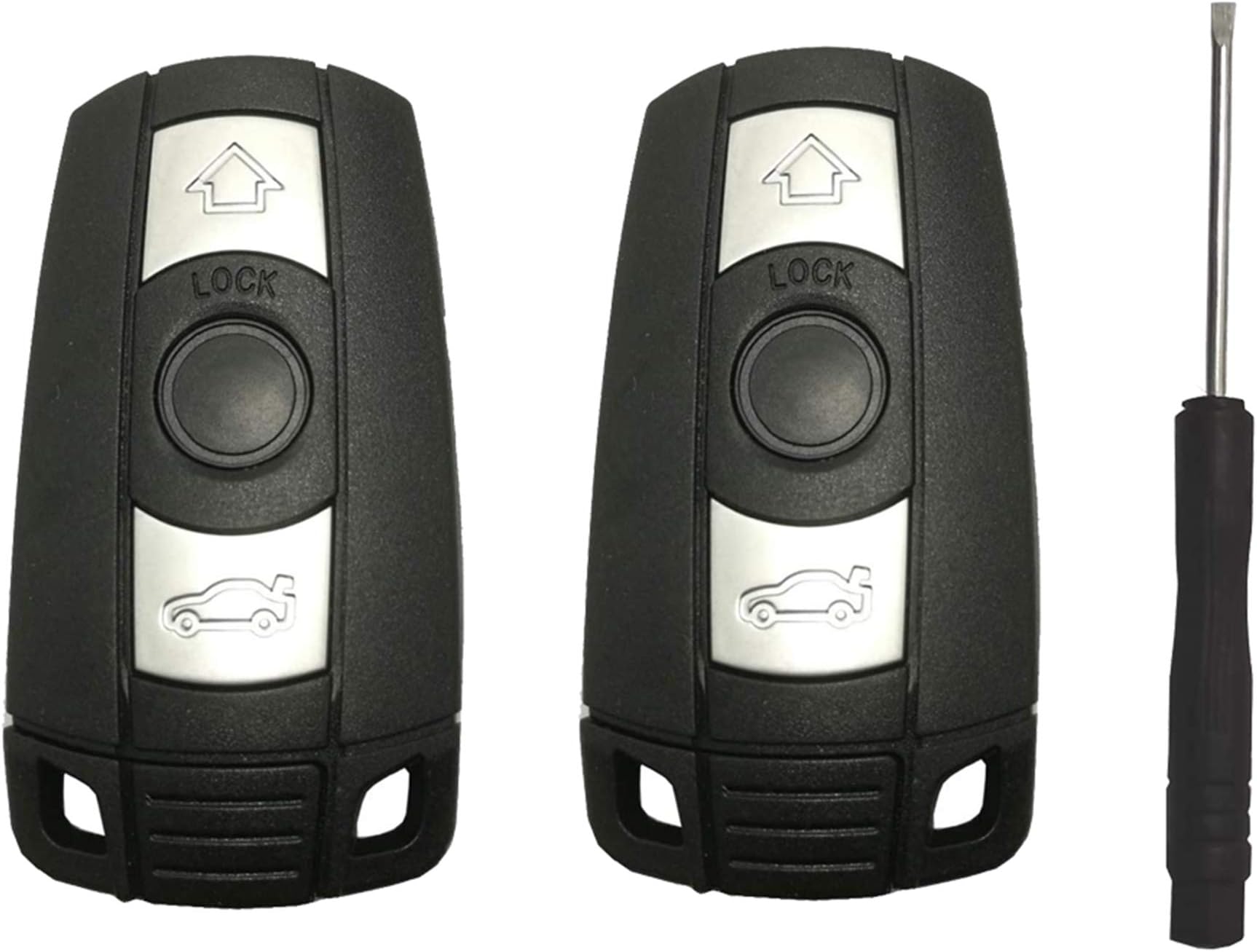 Key Fob Case Shell Fit for BMW 3 5 Series X5 X6 Z4 3 Buttons Replacement Keyless Entry Remote Car Key Fob Cover with Uncut Blade Blank and Screwdriver (2)