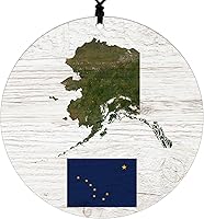 Vista 45 de New York Christmas Ornament - Rustic Design Featuring State Flag and Terrain Map - 2026 Hanging Acrylic Disc Decoration for Tree - Unique and Home