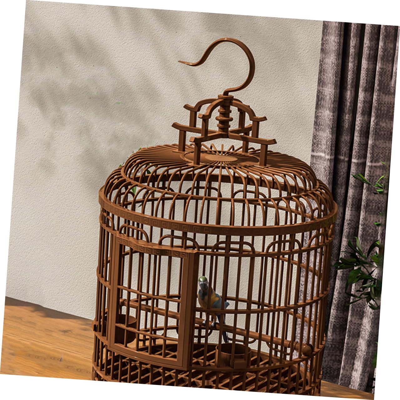 Homoyoyo Gabbia Rotonda per Uccelli Grande in Plastica Vintage, Voliera Portatile da Viaggio per Parrocchetti, Calopsitte e Inseparabili, Design Spazioso Fondo Igienico Facile da Pulire,