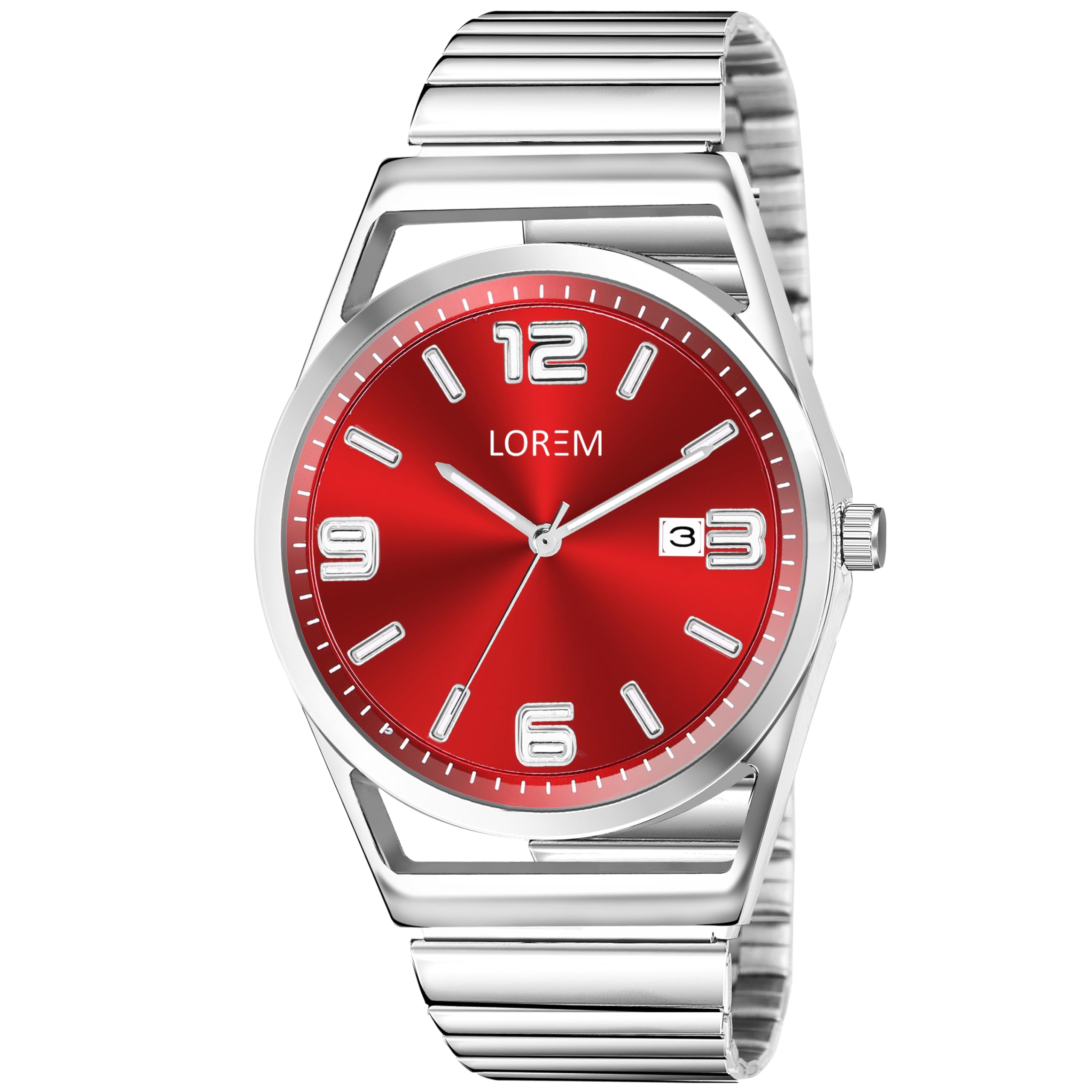 LOREM Red Dial Date Function Analog Watch for Men LR156 (B0CK8DLSQF) Amazon Price History, Amazon Price Tracker