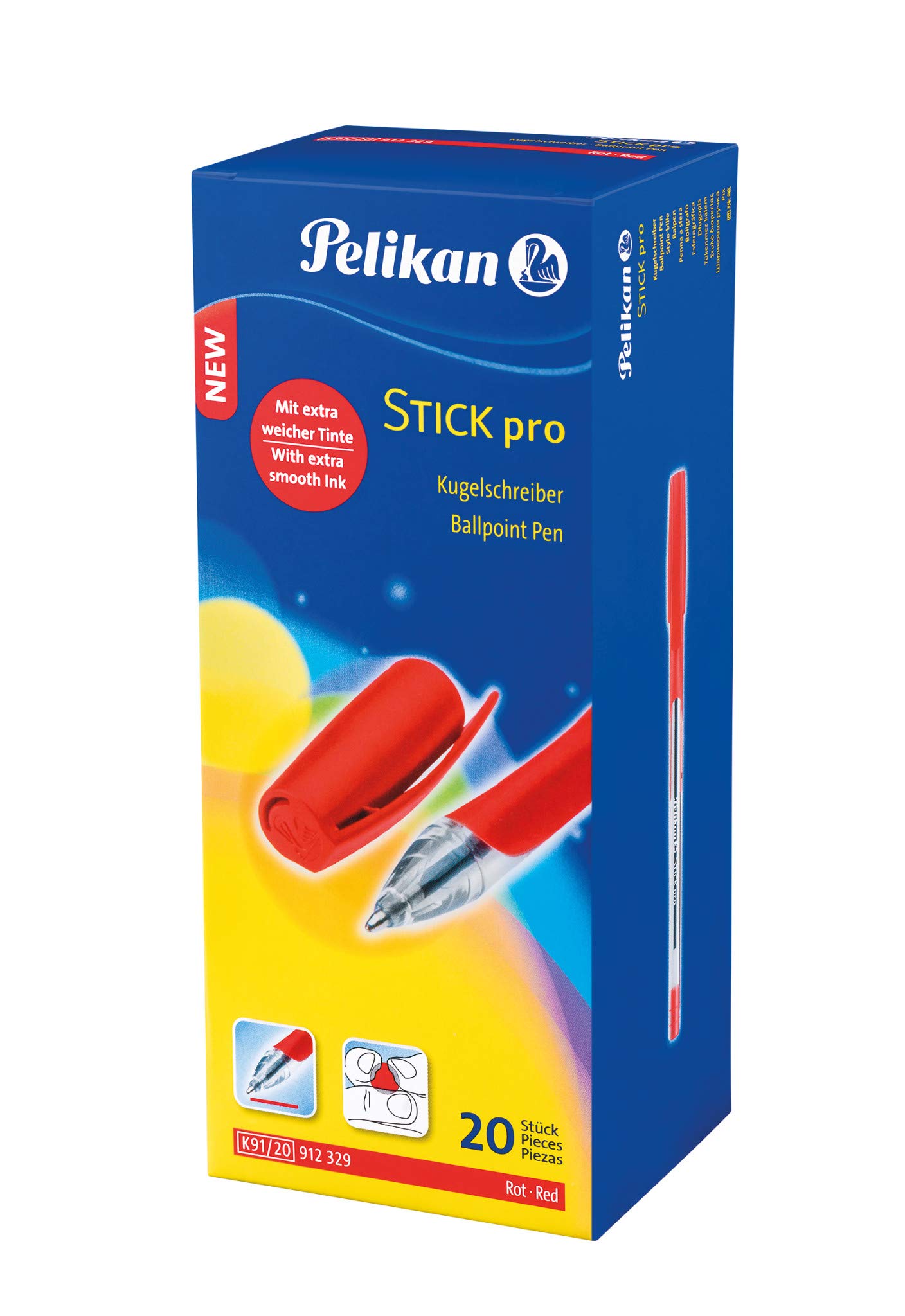 Pelikan Kugelschreiber Stick pro, 1 Box mit 20 Stück, Schreibfarbe: rot