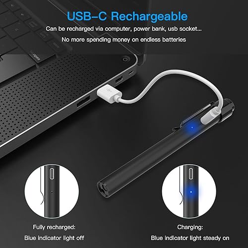 Miniatura 3 de COSOOS 2 luces recargables con medidor de pupila y regla, mini lámparas LED para enfermeras y médicos, luz cálidablanca con clip, linterna