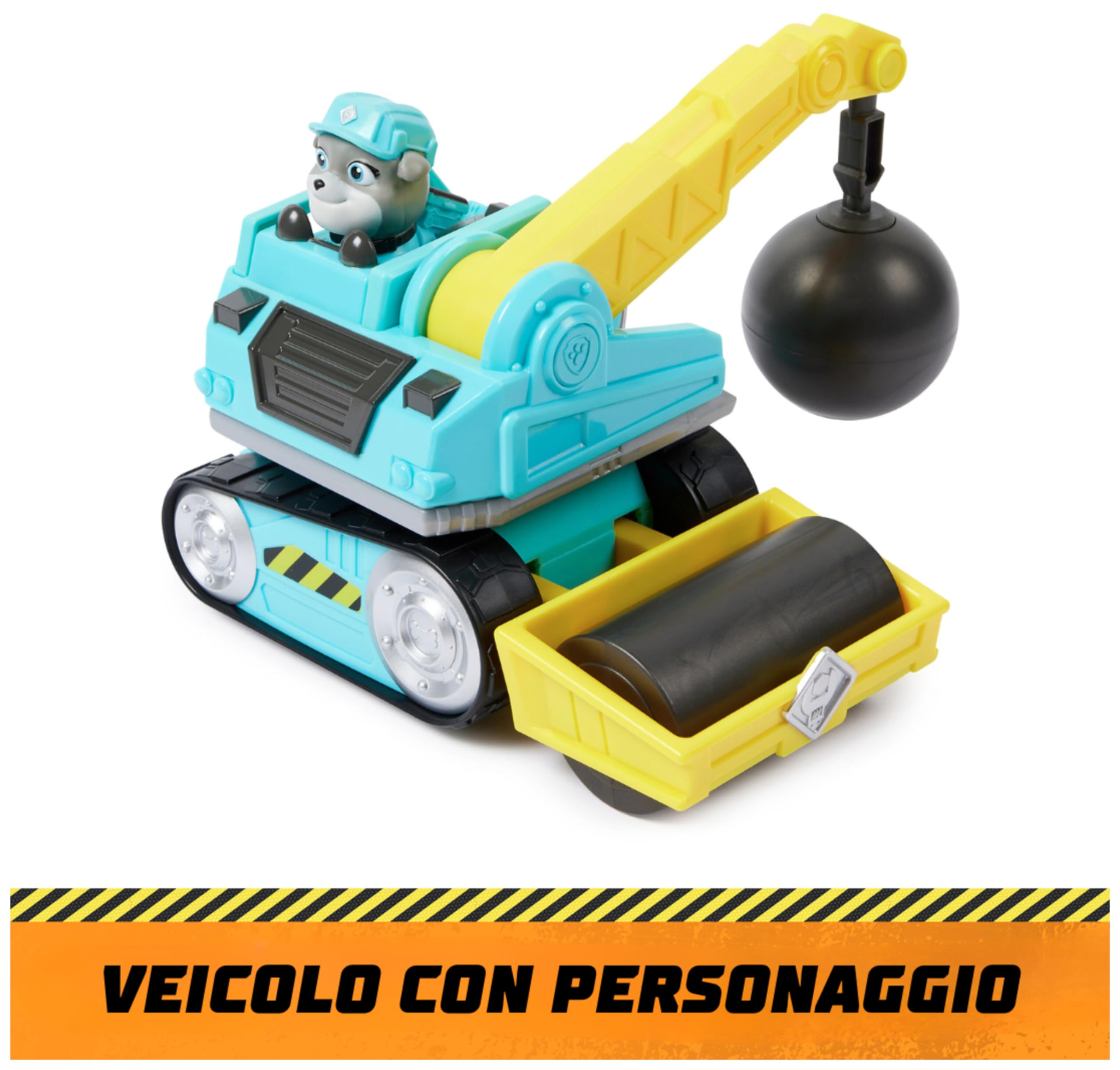 Rubble & Crew, Veicolo da lavoro di Motor, Palla demolitrice con personaggio da collezione, giocattoli per bambini dai 3 anni in su