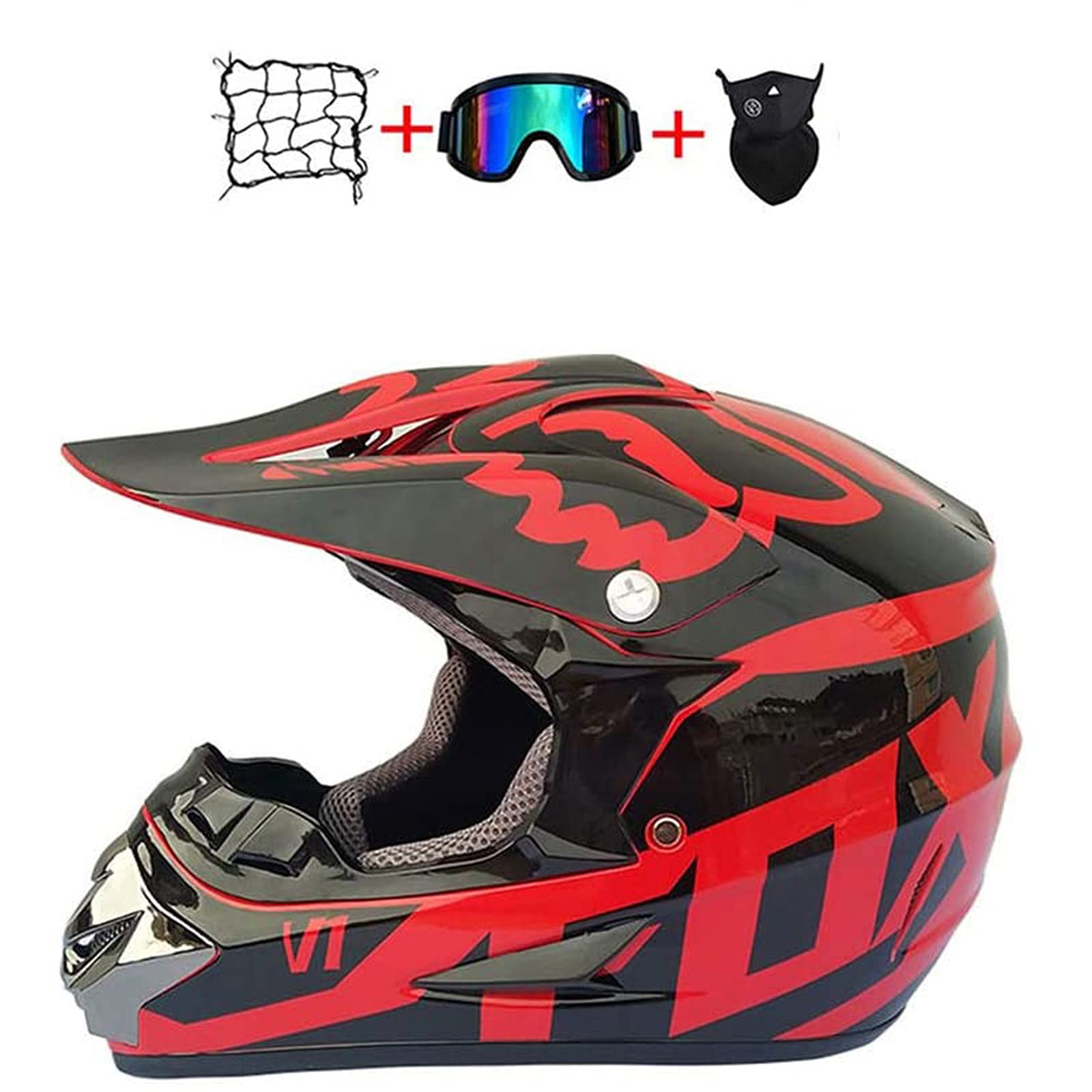 Kids Motorcycle Helmet, Kids Cross Helmet Designed with Kids Downhill Helmet with Goggles & Motocros