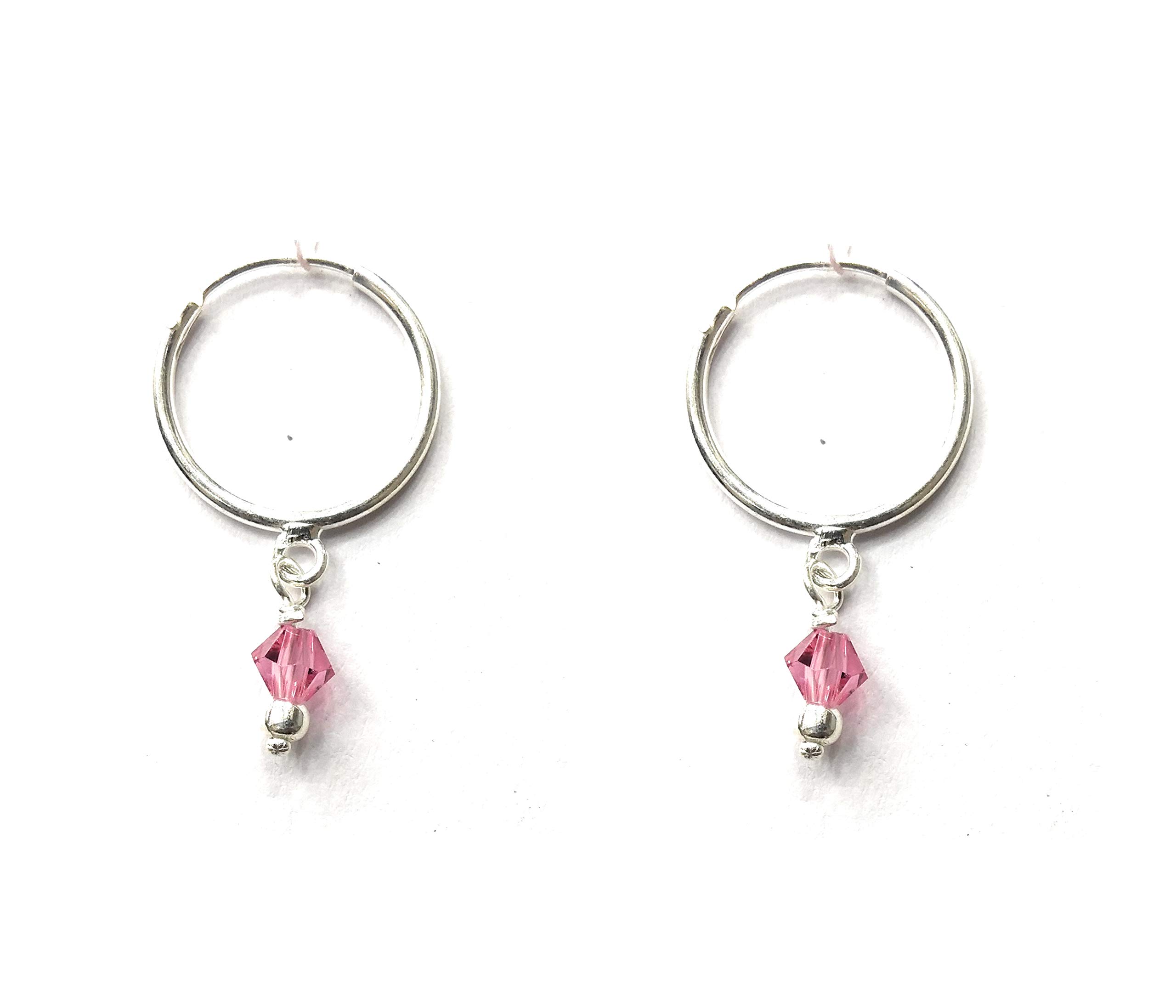 KUKSHYA JEWELLERS 925 Pure Silver Small Bali Earrings for Kids-Teenagers Disco Ball Bali & Allowed in Kids School (GE 042) (PINK) (B07MNB33HH) Amazon Price History, Amazon Price Tracker