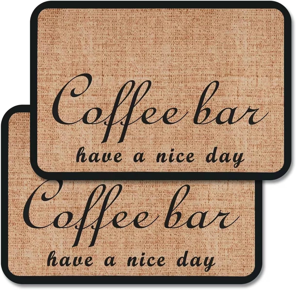 Coffee Mat 2pcs for Countertops, Coffee Bar Accessories Fit Under Coffee Maker Espresso Machine, Absorbent Hide Stain Rubber Backed Machine Coffee Bar Accessories