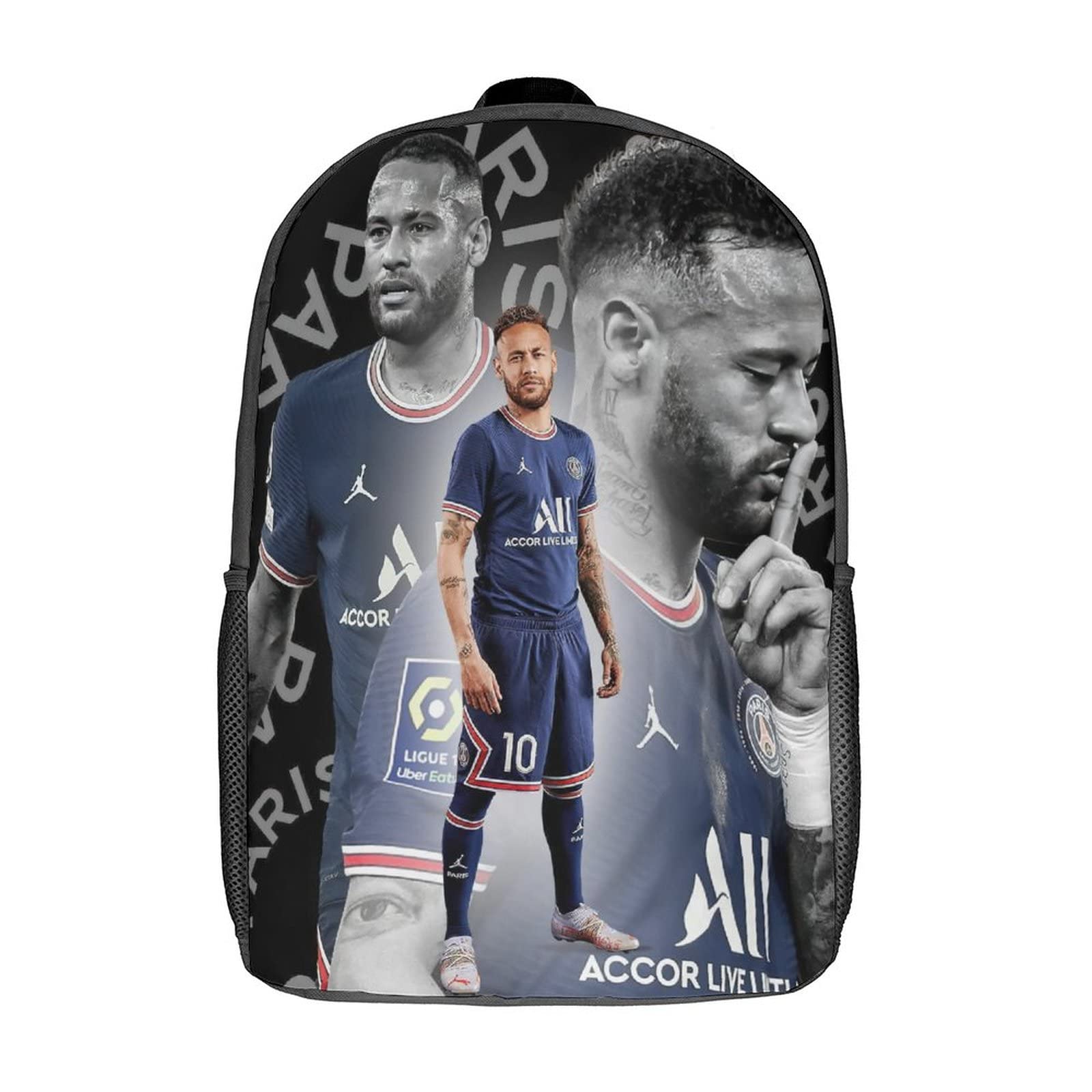 Genbak Unisex Kids Style-8 Bookbags Girls Kids School Backpack Neymar School Bag 3D Printed Football Star School Bag For Children's Elementary And Middle School Students 17Inch