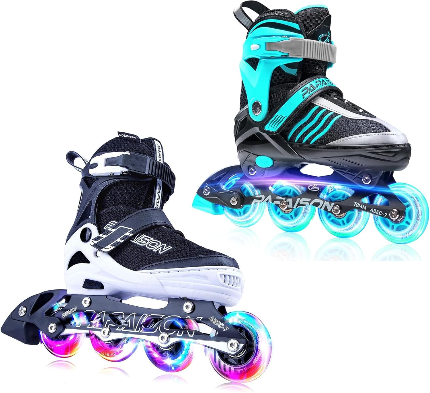 PAPAISON White Black and Light Green Size Small Inline Skates
