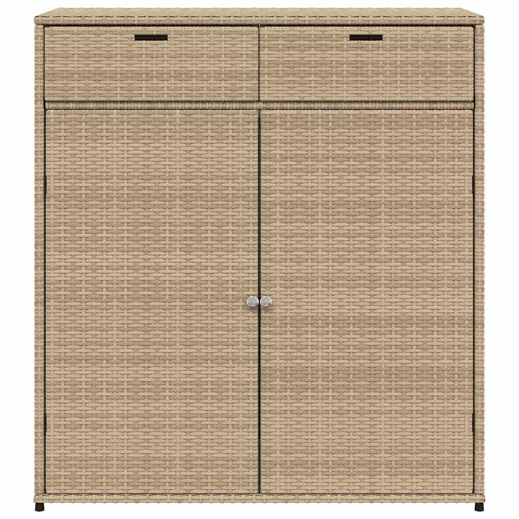 vidaXL Gartenschrank Geräteschrank mit Türen Beige Poly Rattan