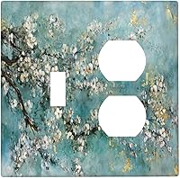 Vista 136 de Placa de pared de tortugas marinas, hierba oceánica, medusas, peces y algas marinas, placa de pared de doble palanca, cubierta de interruptor de luz