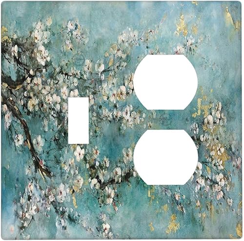 Miniatura 136 de Placa de pared de tortugas marinas, hierba oceánica, medusas, peces y algas marinas, placa de pared de doble palanca, cubierta de interruptor de luz