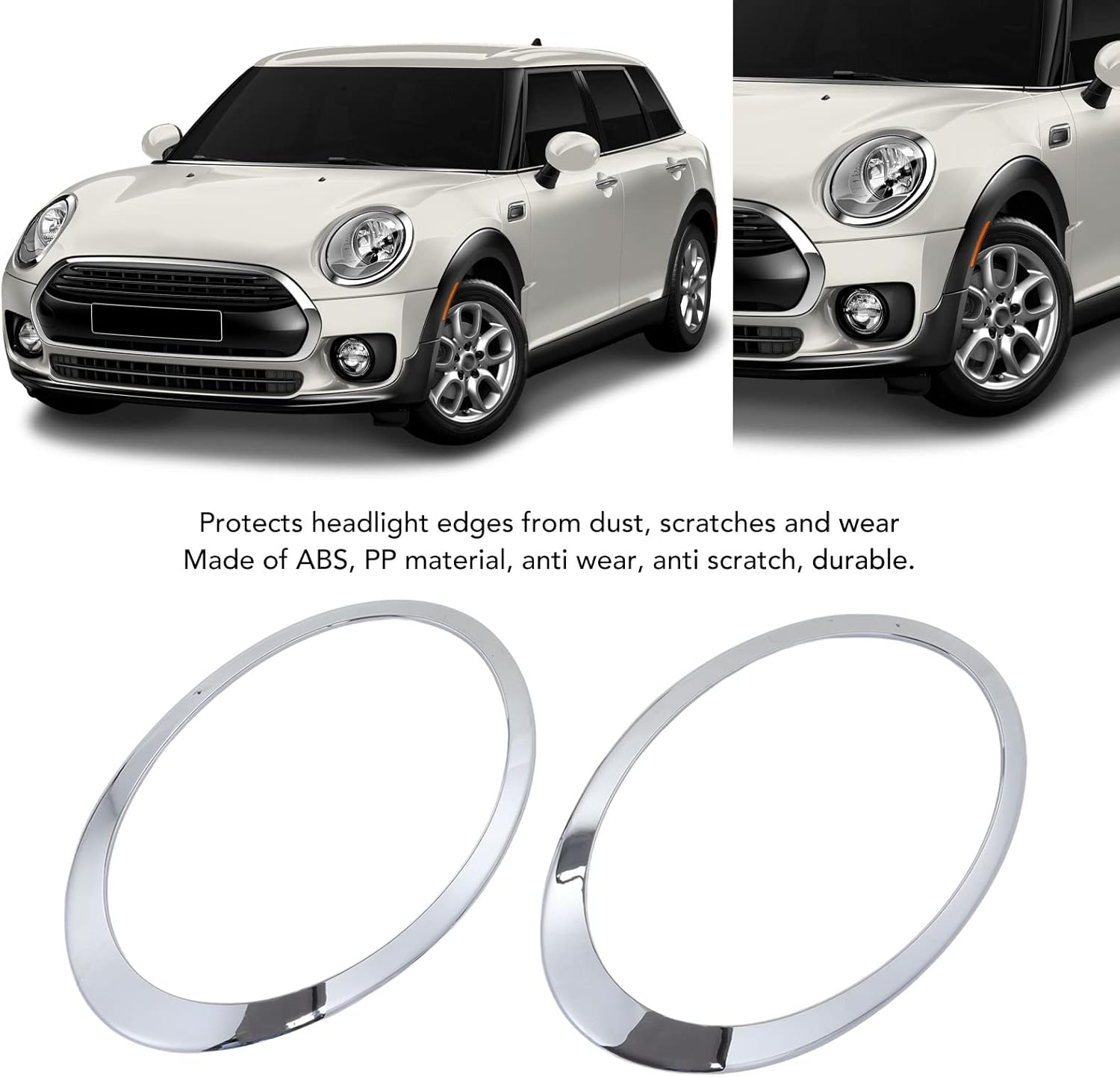 aqxreight Headlight Trim Ring Headlamp Bezel 51137351371 Compatible with Clubman F54 2014‑2019 Left Right Fit