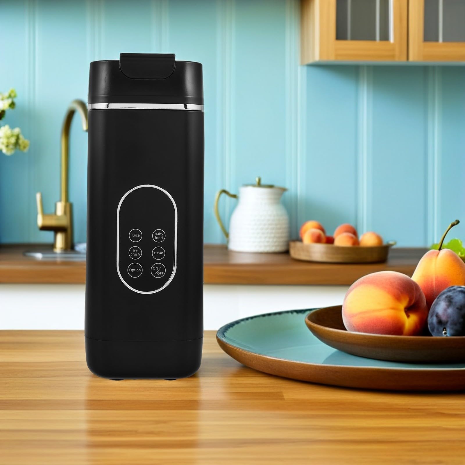 Hemobllo Frullatore Portatile per Smoothie da 420ml con 12 Lame, Ricaricabile Usb, in Plastica Nera, per Viaggi e Uso Domestico
