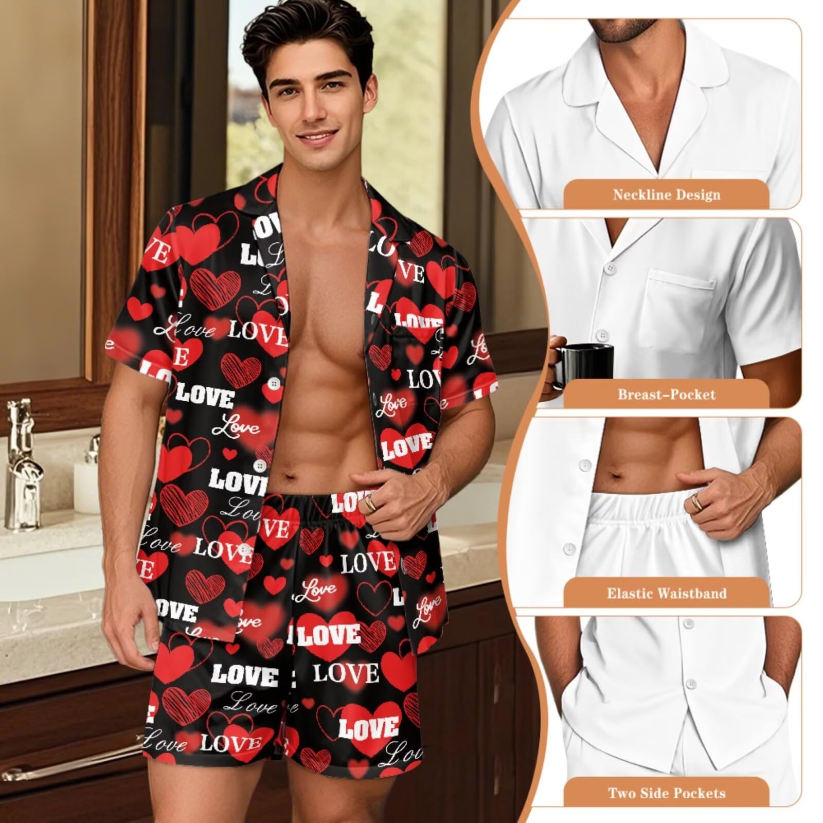 Pijamas a juego para él y para ella, ropa de descanso, suaves, transpirables, de manga corta, pijamas a juego para parejas