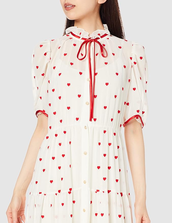 [ダブルスタンダードクロージング] シフォンハート柄刺繍ティアード