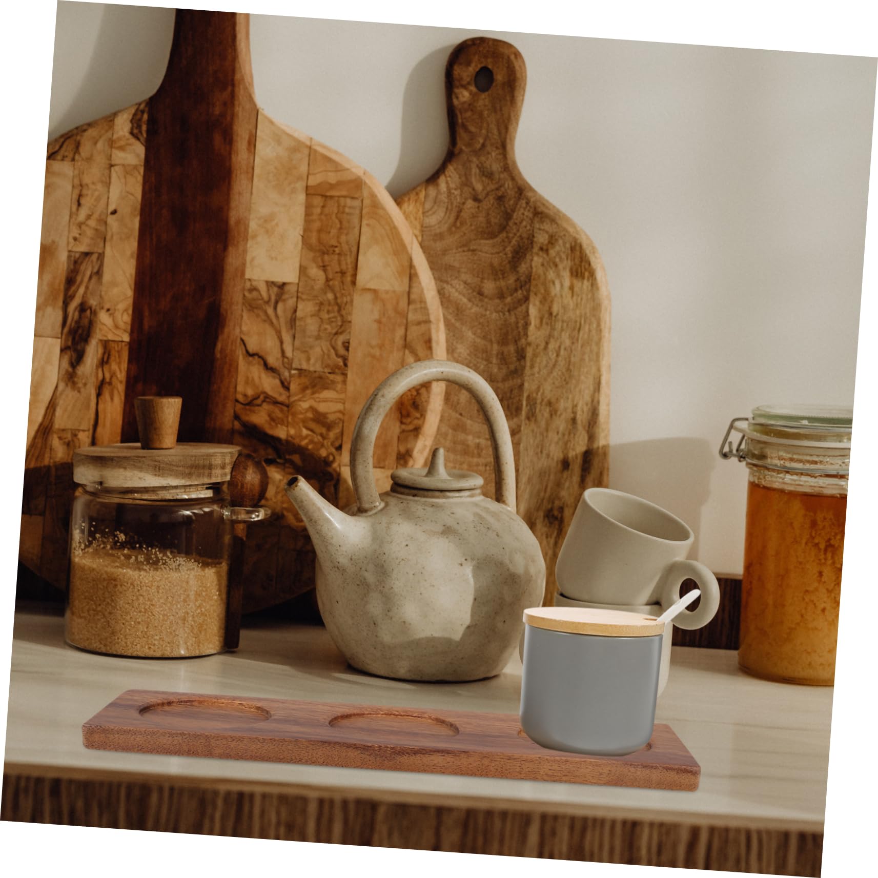 Vassoio Porta spezie in Legno, Porta condimenti Multifunzione per l'organizzazione della Cucina, Elegante Organizer per spezie da riporre sul bancone, Vassoio in Legno Compatto per