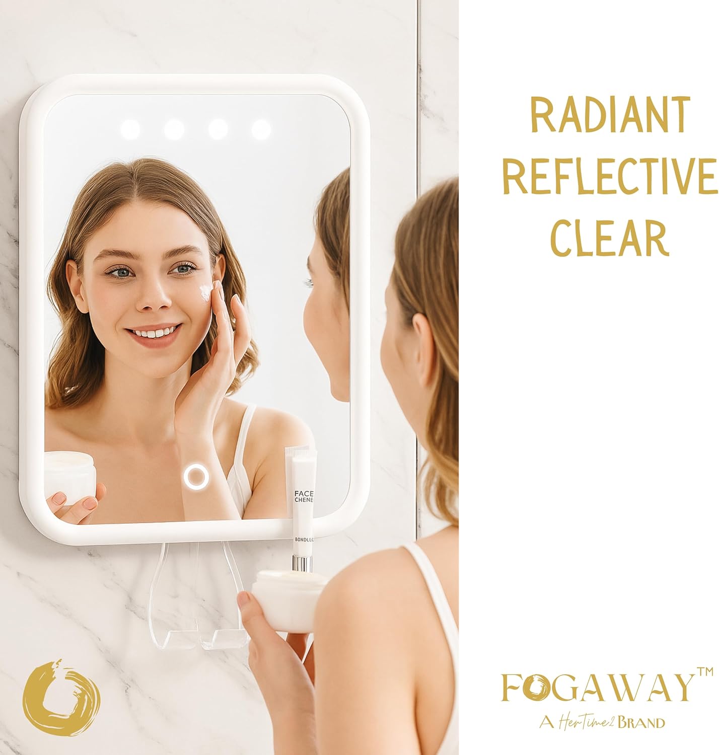 FogAway Luxury Shower Mirror, LED-Lit, Fog-Free with Waterproof Heating defogging Function, USB-C Rechargeable, Shatterproof White A Gift for Him and Her | Heated Mirror