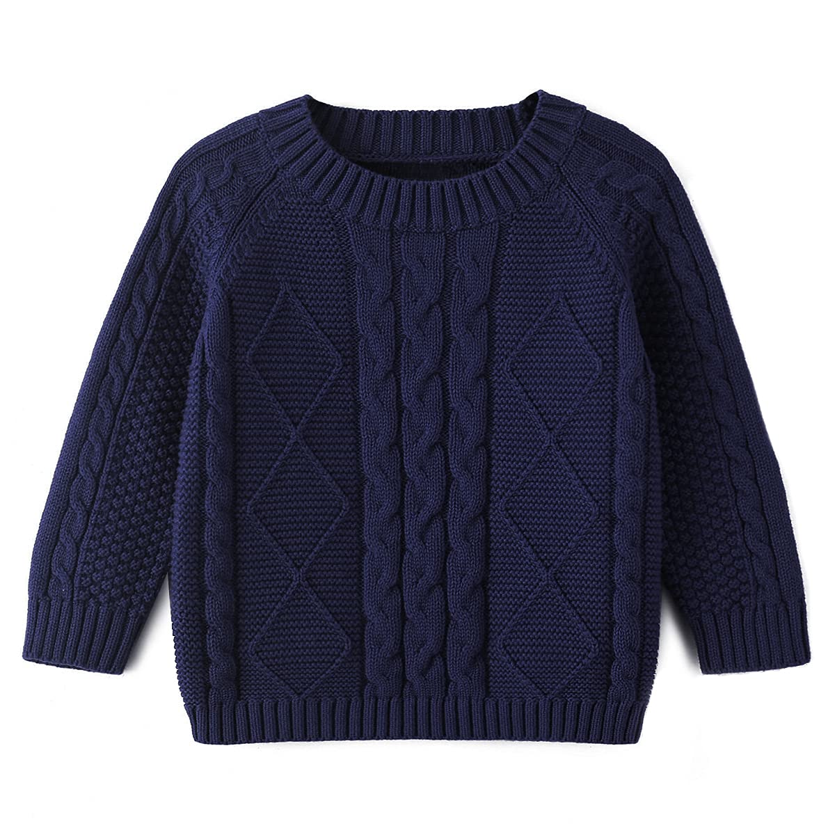 Curipeer Baby Boys' Girls' Cable Knit Sweater Long Sleeve Solid Pullover Toddler Crew Neck Fall