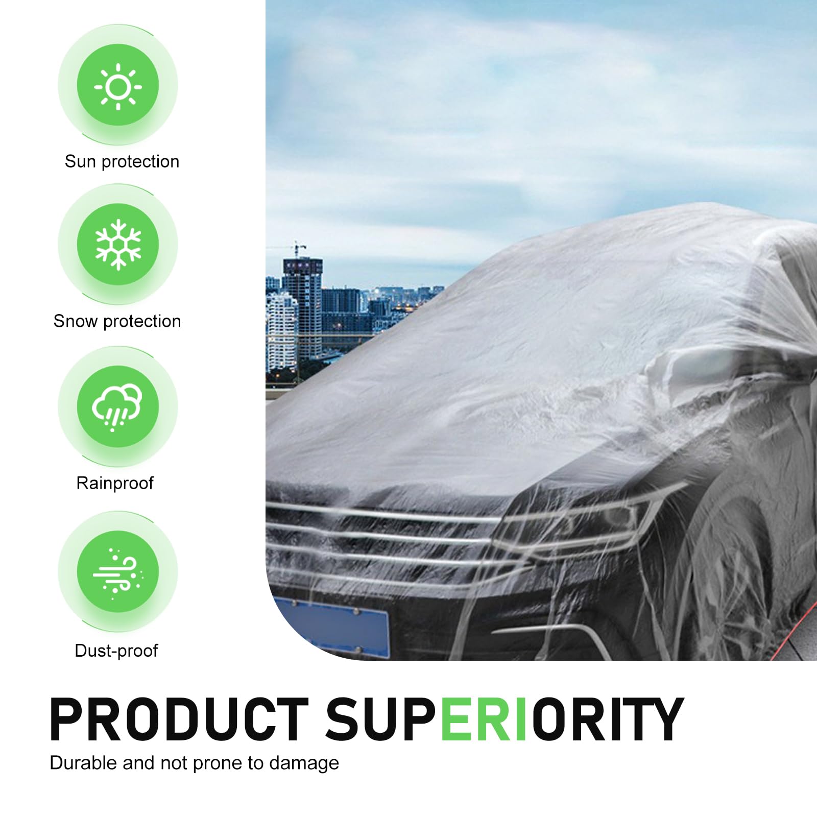 Qurbuns 4 PCS Disposable Car Covers 11 48Ft x 19 69Ft Clear Plastic Car Covers Dust and Rainproof — view 6