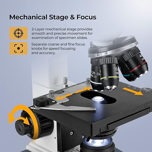 Miniatura 9 de Modelo de microorganismo Darkfield Microscopio compuesto trinocular Vabiooth Lab Darkfield y Brightfield con aumento 40X-2500X con monitor de 7