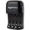 Amazon Basics 4 Slot Ni-MH AA & AAA Battery Charger With Indicator LEDs, With USB Port, Black