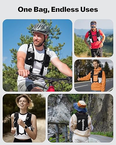 Miniatura 9 de Sportneer Mochila de hidratación chaleco para correr con vejiga de agua de 1.5 L y tiras reflectantes, chaleco de hidratación ligero para correr,