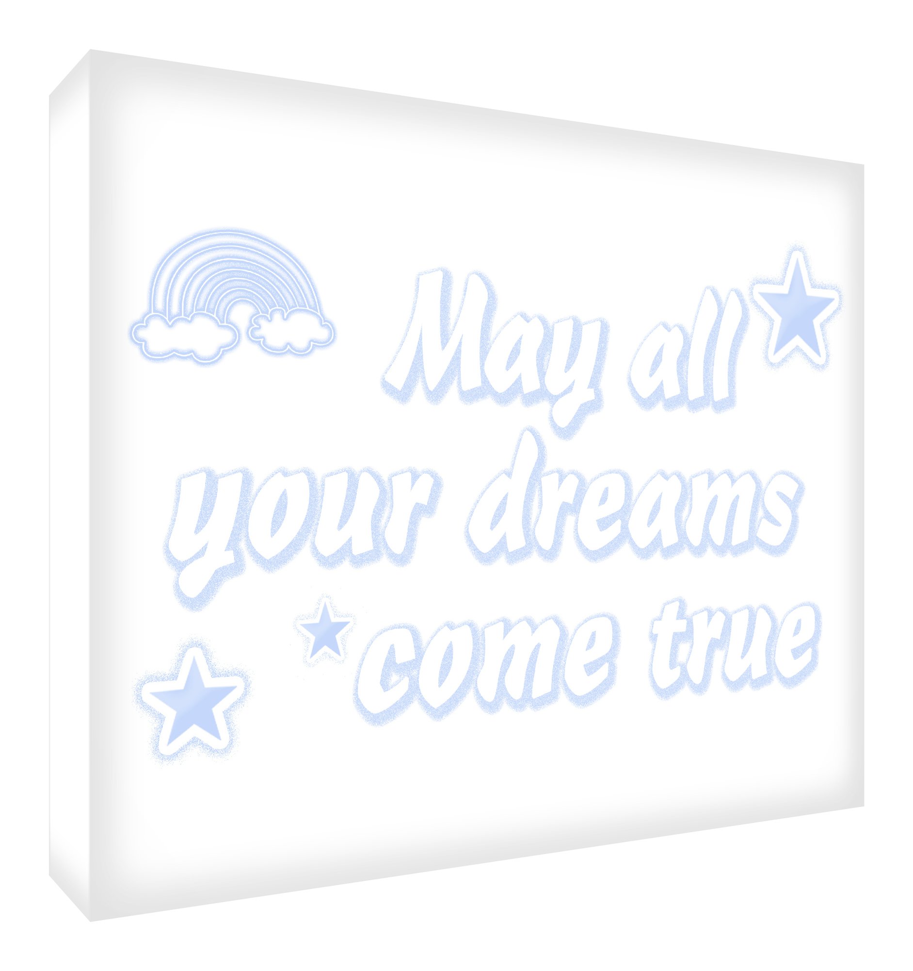 Feel Good Art A7 Diamond Polished Acrylic Token Newborn/Christening Gift May All Your Dreams Come True-Soft Blue (10.5 x 7.4 x 2cm)