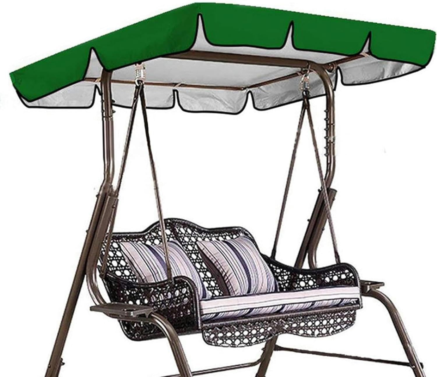Garden Swinging Cover, Upper 2 and 3 Seat Swing Awning, Waterproof Parasol, UV Protection, Upper Outdoor Cover, 195*125*15cm, Green Verde