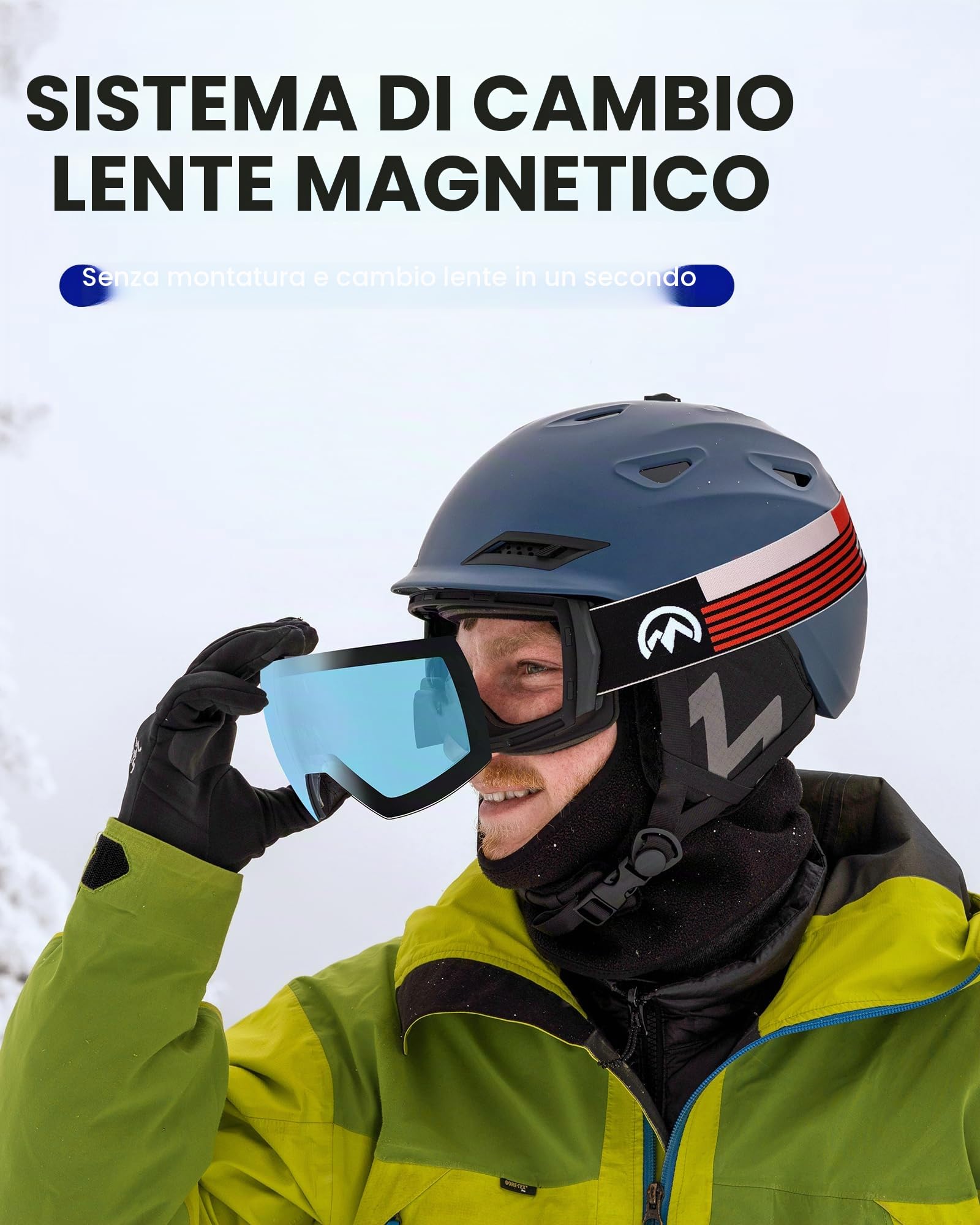 OutdoorMaster Ultra Ski Goggles Lens by ZEISS, OTG Snowboard Goggles Anti-fog Wide View, Magnetic Interchangeable Lens, Snow Goggles