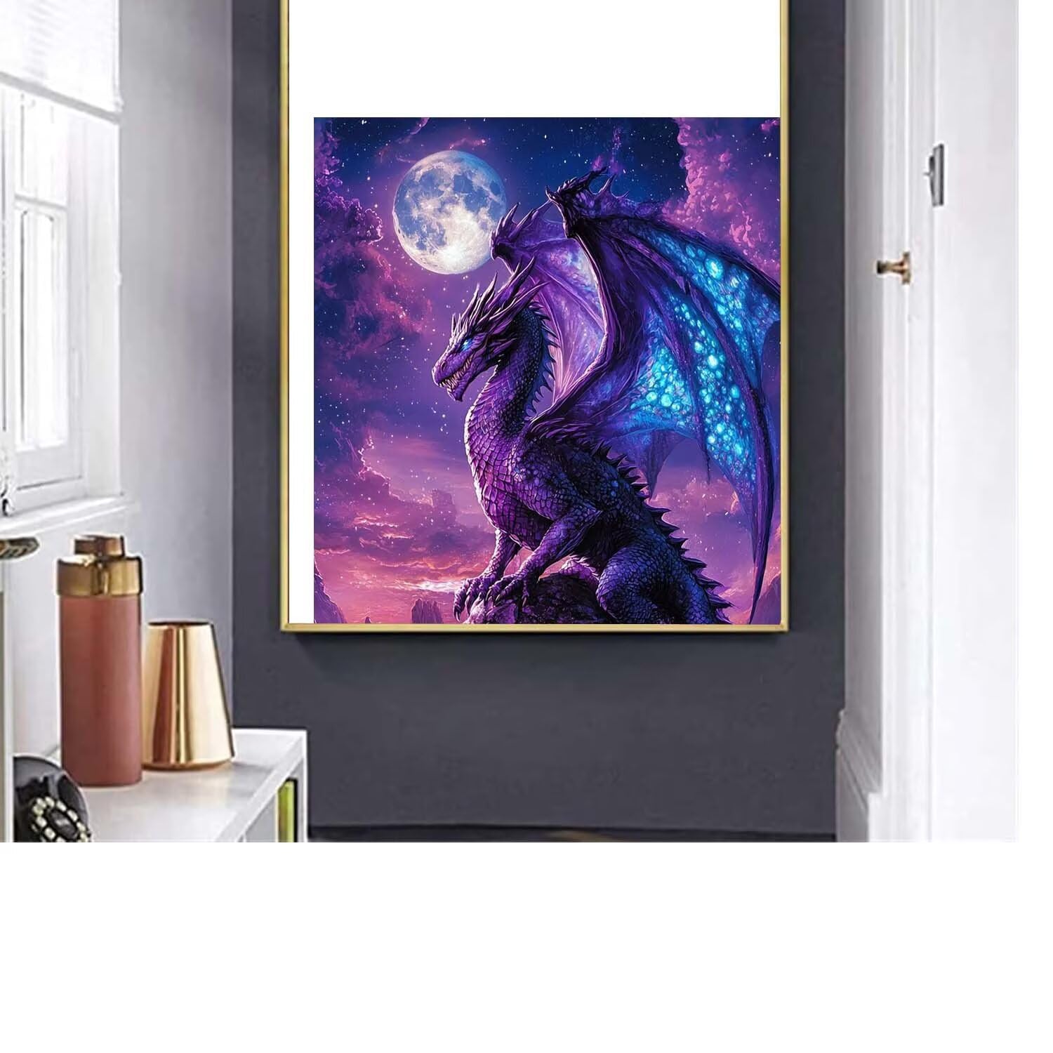 Dipingere Con i Numeri Adulti le ali del drago, Dipingere con i Numeri Senza Telaio, Kit Pittura Adulti, DIY Paint by Numbers Decorazione Della, Passatempo Casa Regalo crea art (80x100 cm) Q-749
