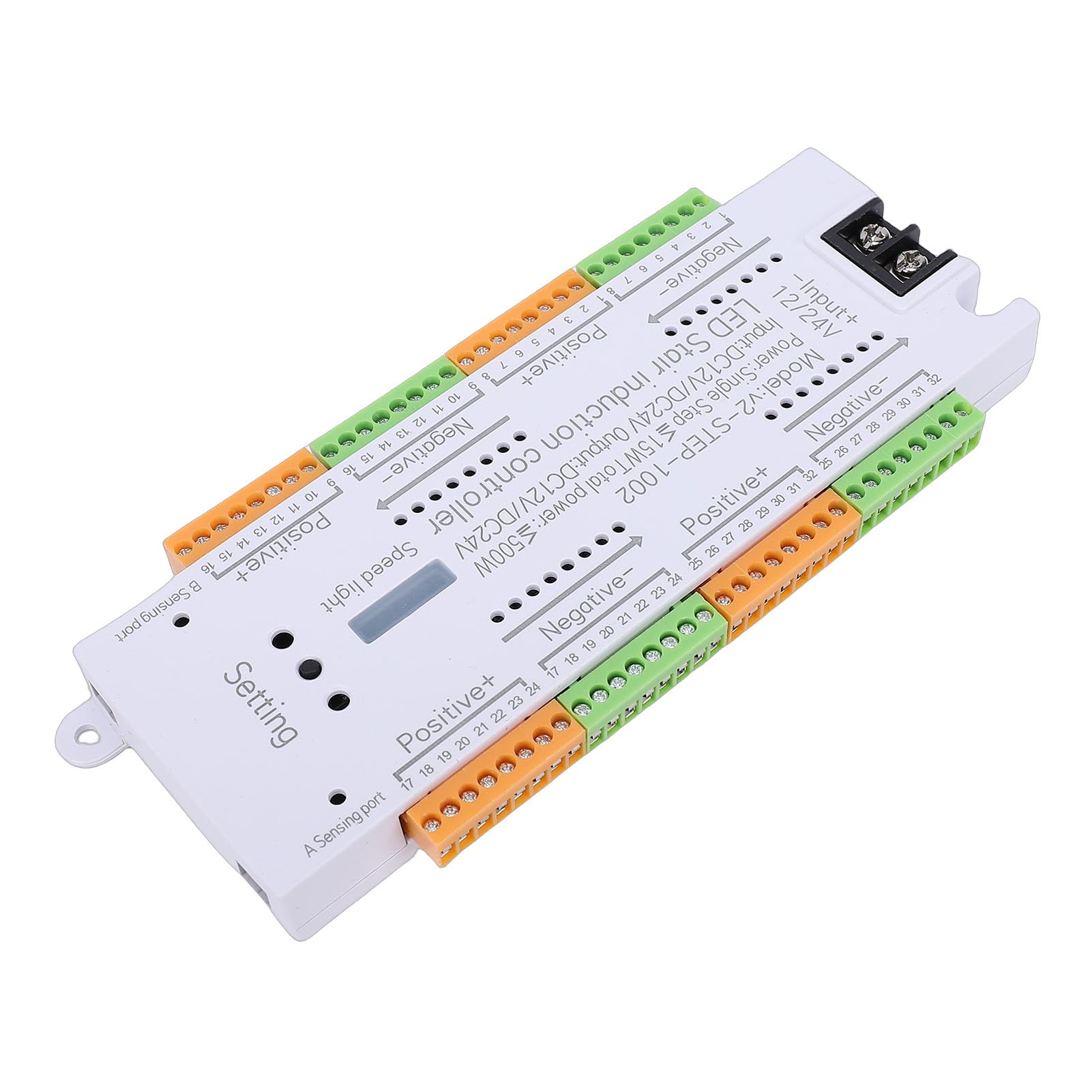 Fafeicy Controlador de Luz de Escalera LED con Sensor de Movimiento Iluminación de Paso Secuencial de 32 Canales con Velocidad Ajustable Encendido Automático y Apagado para Escalera