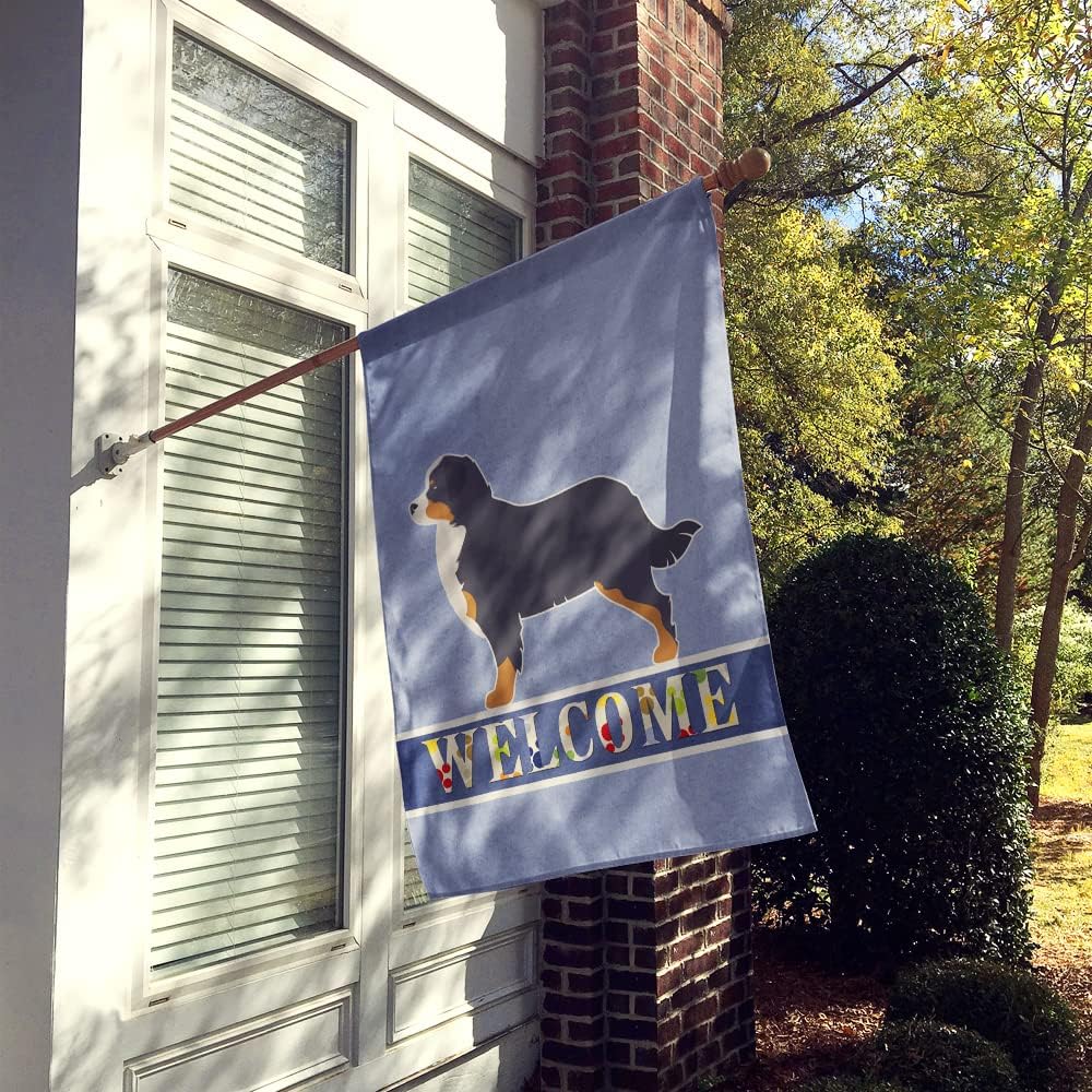 Caroline's Treasures BB5523CHF Bernese Mountain Dog Welcome House Flag Large Porch Sleeve Pole Decorative Outside Yard Banner Artwork Wall Hanging, Polyester, House Size, Multicolor