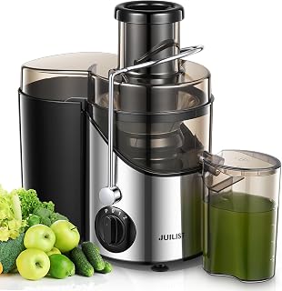 JUILIST Entsafter Gemüse und Obst, 65 mm Einfüllschacht, 3 Einstellungen, Mit Reinigungsbürste, Leicht zu Reinigen
