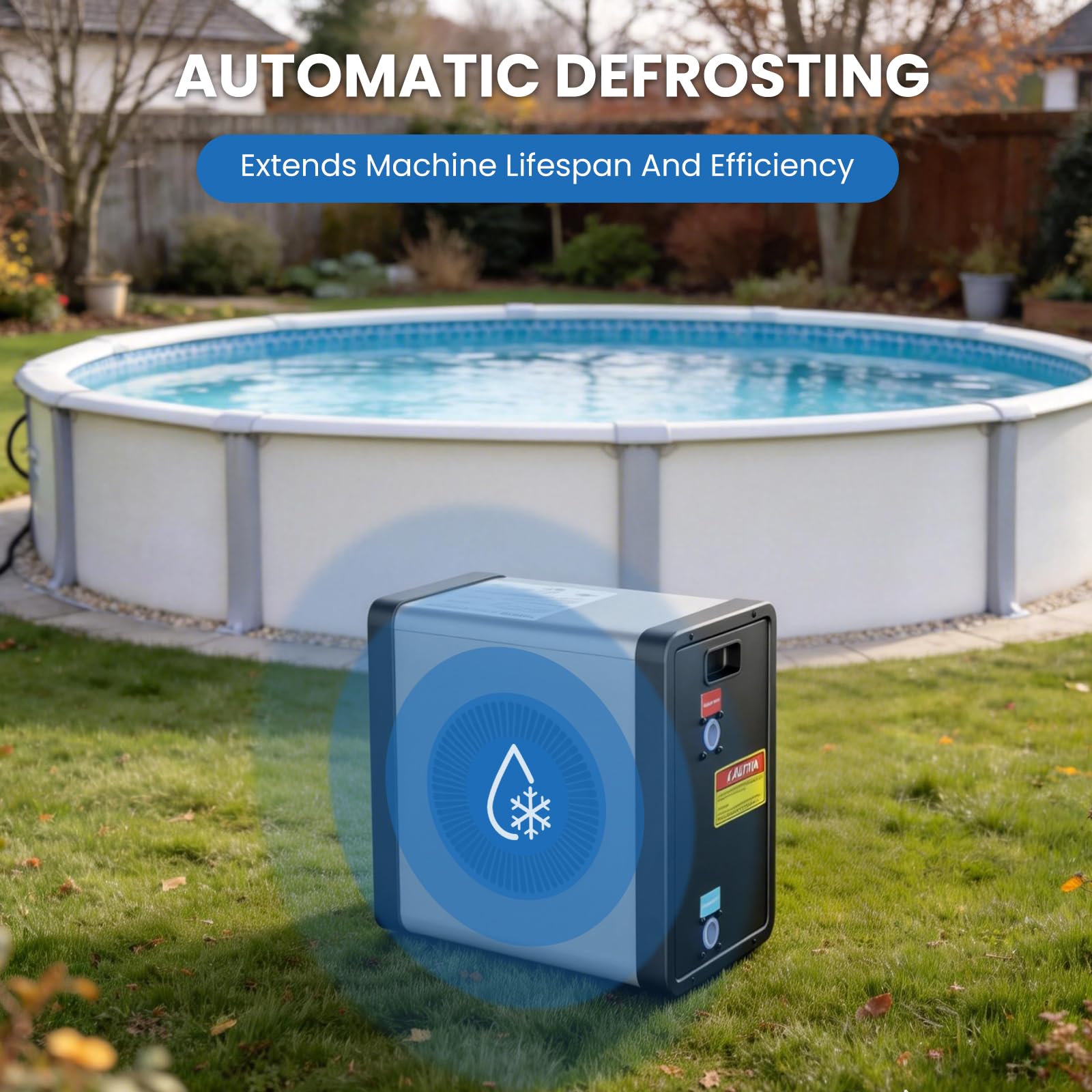 Mini-Wärmepumpe für Pools – 5 kW, steckerfertig, leise (29–45 dB), COP 5,5, 220–240 V – Heizen & Kühlen für bis zu 20 m³ – verlängert die Badesaison
