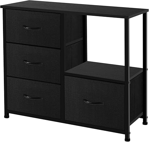 AZL1 Life Concept Torre de almacenamiento con estantes, organizador de armario de 4 cajones, mesita de noche, cubos de tela, armario versátil,