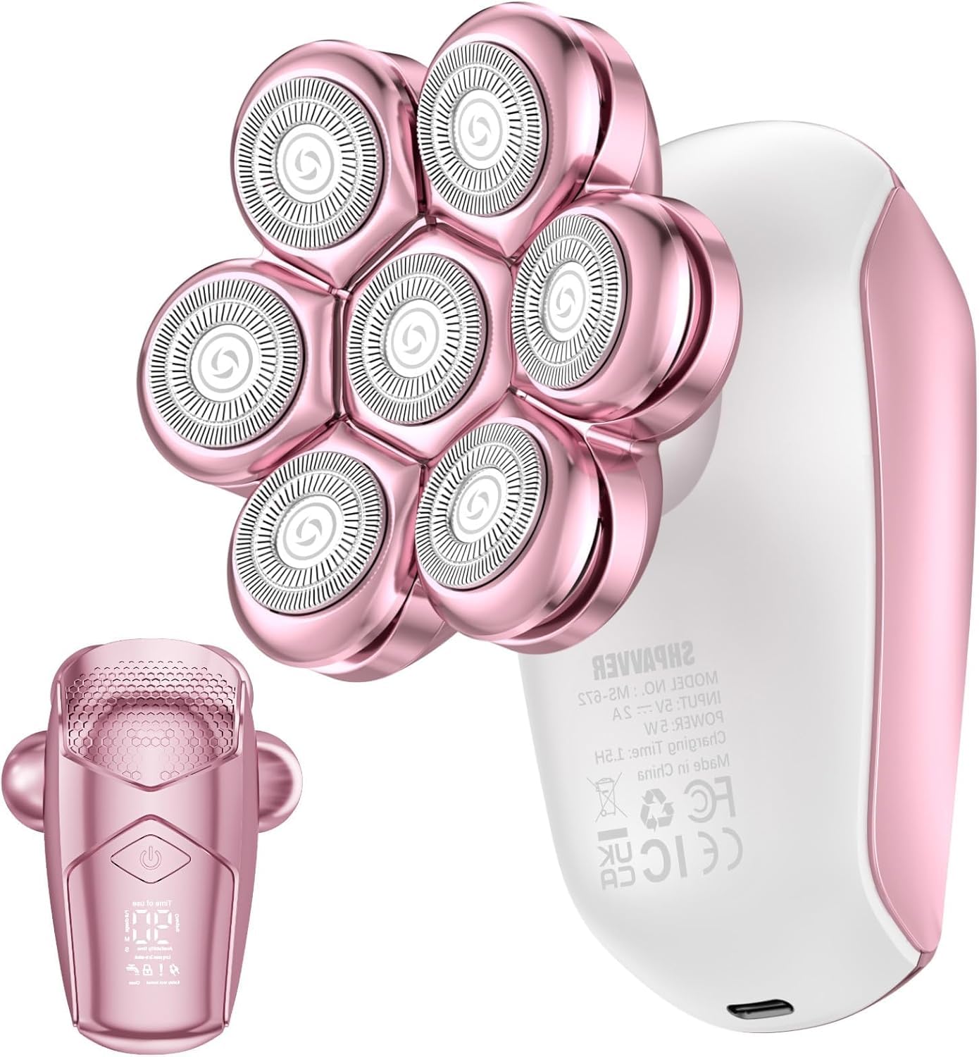 SHPAVVER Electric Razors for Women Legs: Rechargeable Electric Shavers for Body - Waterproof Wet Dry Hair Remover for Lady Face Underarms Public (Glossy Pink)