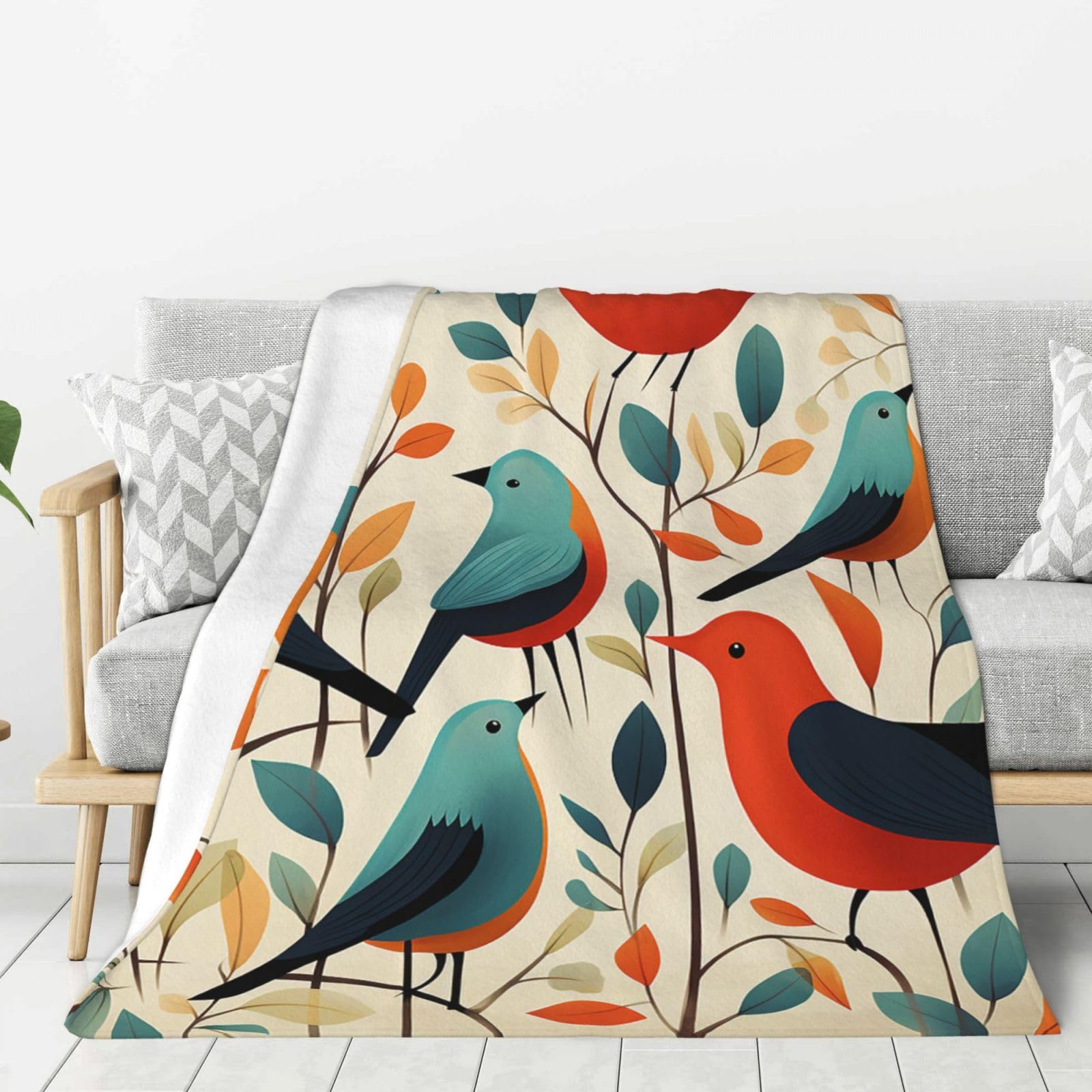 Flock of Birds Throw Blanket Plush Flannel Fleece Blanket, Soft Lightweight Cozy Blankets 60"X50" for Bed Couch Sofa Travel