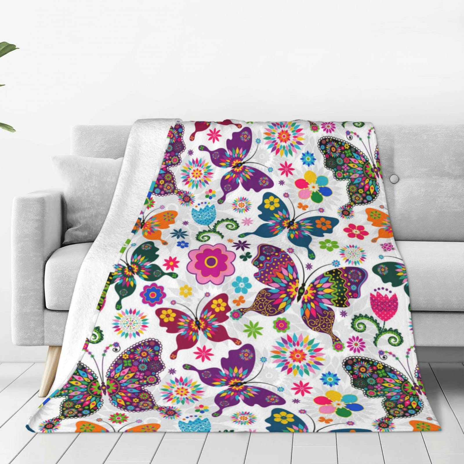 Lsjuee Throw Blanket Butterfly Warm Cozy Soft Lightweight Flannel Fleece Blanket for Bedroom Sofa Room Home Decorative Fuzzy Blanket 40"x30"