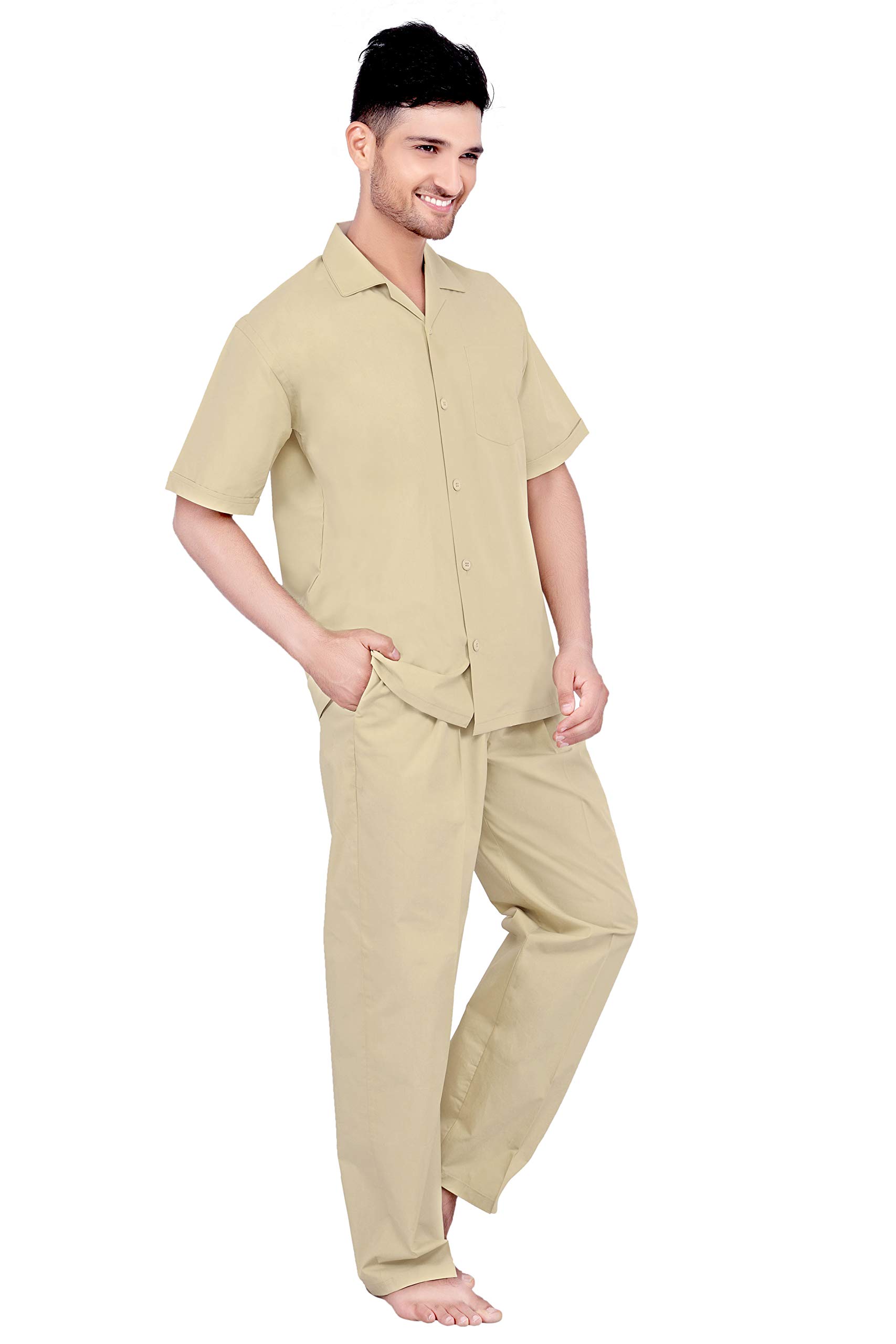 tatwam Mens Cotton Half Sleeve Nightwear NS2533H_L.Fawn-picture-48