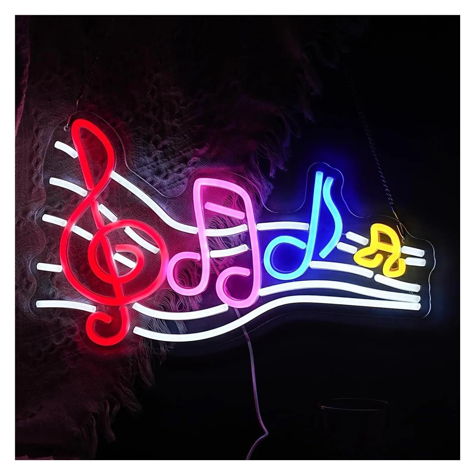 SHOUXI Sign Lamp Note Neon Sign for Wall Decor Music Night Light Dimmable for Studio Party Bar Decor 25cmx42cm
